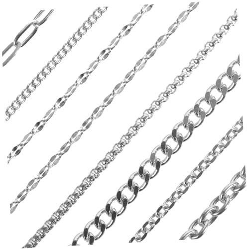 8 Stück Edelstahl Halskette Halskette Gliederkette Anhängerkette Halskette DIY Schmuckkette Schlangenkette Bastelkette Ersatzkette Armbandkette Schmuckherstellung IWOWHERO von IWOWHERO