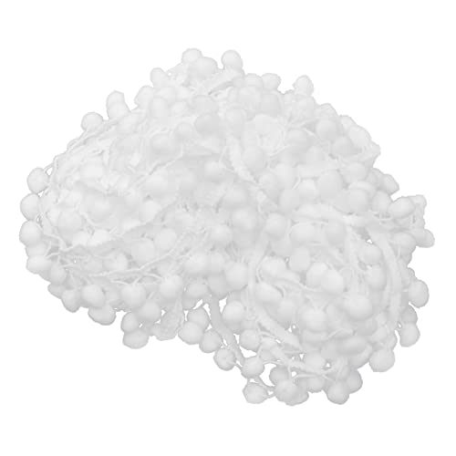 IWOWHERO 1 Rolle 15 Pelzknäuel-vorhangspitze Anlage Neon-nagellack Builder-gel Kanten Selbstklebender Strassstein Pom Pom Ball Fransenbesatz Heimdekoration Schwarzer Nährand Poms Stoff Weiß von IWOWHERO