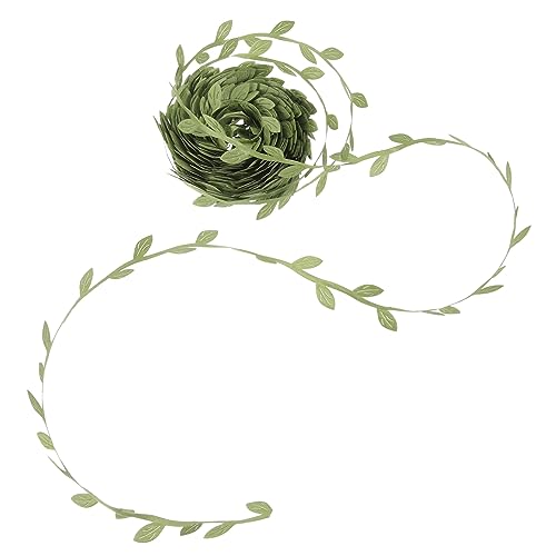 IWOWHERO 1 Rolle Blattgewebe Spitzenbänder Schleifenzubehör Christbaumschmuck Rattan-gurtband Geschenkband Zum Binden Bowknot-zubehör Blätter Blatt Trimmen Band Diy Wicklung Polyester Green von IWOWHERO