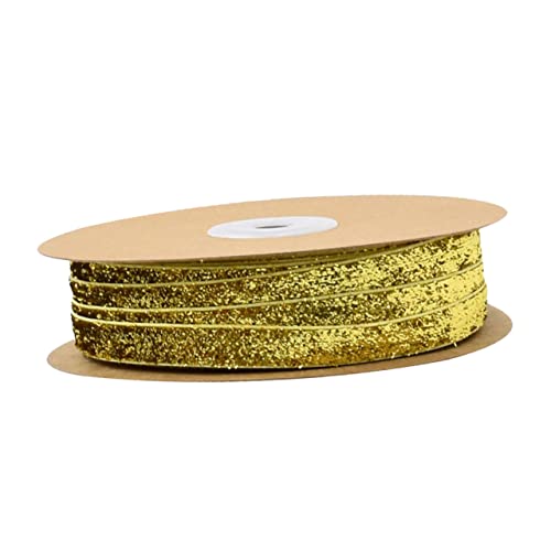 IWOWHERO 1 Rolle Geschenkverpackungsband Glitzerndes Wickelband Hochzeitsdekoration Geschenkpaketband Glitzerdekor Geschenkschleifenbänder Geschenkband Hochzeitsbänder Goldrand Golden von IWOWHERO