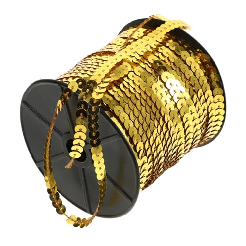 IWOWHERO 1 Rolle Goldene Flache Paillettenstreifen Paillettenstreifenbesatz Flache Pailletten Zum Basteln Goldrand Zum Nähen Nylonband Mit Pailletten Paillettenbesatz Nähen Quastenband Pvc von IWOWHERO