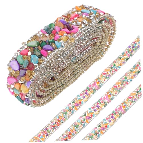 IWOWHERO 1 Rolle Kies Strass Streifen Sackleinenband Tasse Verschönerung Strass-klebeband Hotfix Kette Linealband Handwerk Kleidung Reize Randbereich Schleife Gel Strasssteine Colorful von IWOWHERO