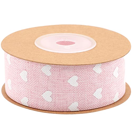 IWOWHERO 1 Rolle Liebesband seidenband ribbon Geschenkbandmuster verpackungen für valentinstags sticken Lockenwickler alle Körper Mil Band für Buntes Band Hanfimitat Rosa von IWOWHERO