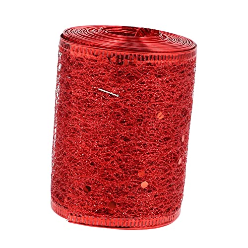 IWOWHERO 1 Rolle Mesh-dekorationsband Hohles Band Hochzeitsgirlande Transparentes Band Diy Kranz Glitzerband Transparentes Netzband Geschenkbänder Urlaub Basteln Diy Band Polyester Rot von IWOWHERO