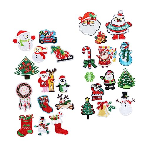 IWOWHERO 1 Satz Weihnachts-Stickerei-Patch Aufkleber Flicken für Kleidung Dekorationen Flaggenpatch weihnachtsdeko embroidery set Weihnachten bestickter Aufnäher Hirsch-Patch Polyester von IWOWHERO