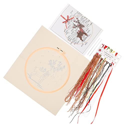 IWOWHERO 1 Satz Weihnachtskreuzstich Häkelset Stoff Stickgarn Stickerei Nadelfilz-Kit embroidery kit weihnachten Weihnachtsstickstiche Stickset selber machen Baumwollkleidung von IWOWHERO