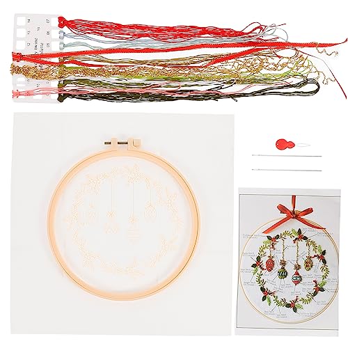 IWOWHERO 1 Satz Weihnachtskreuzstich Stickrahmen Stich-Kit Zubehör Kunst-Kit embroidery kit embroidery set kunsthandwerkliche Stickereien Stickset zum Thema Weihnachten Baumwollkleidung von IWOWHERO