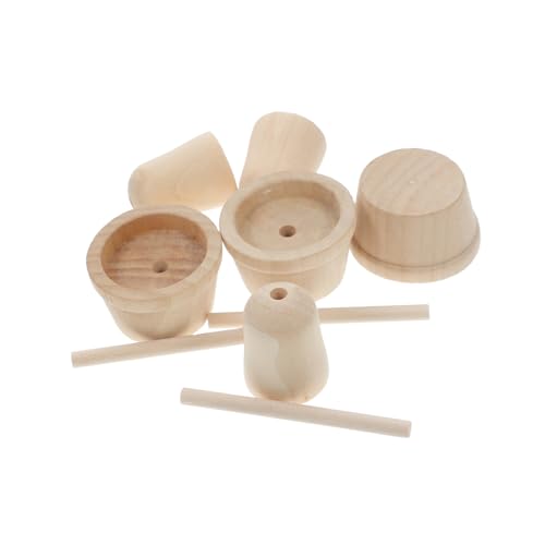 IWOWHERO 1 Set DIY Bemalbare Holzblume Mit Topf, Unvollendete Miniaturblume, Bonsai-holzblume, Kunsthandwerk, Kunsthandwerk Für Mädchen Und Kinder, Leeres Malspielzeug von IWOWHERO