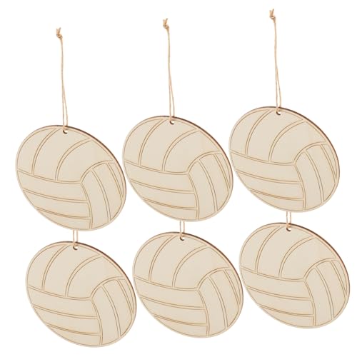 IWOWHERO 1 Set Holzausschnitte In Volleyballform Mit Seilen Zum Aufhängen Und Volleyball Partygeschenke Für Bastelprojekte Und Heimdekoration von IWOWHERO