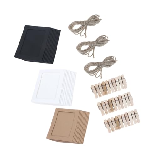 IWOWHERO 1 Set Kraftpapier Fotorahmen Retro Dekor Bilderrahmen Hängende Papier Fotorahmen Bastelrahmen Hängender Fotorahmen Bilderhalter Leerer Fotorahmen Retro Fotohalter Holz von IWOWHERO