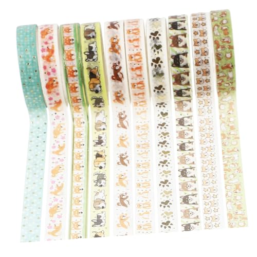 IWOWHERO 10 Rollen Heißpräge-washi-tape Vintager Washi-aufkleber Klebeband Zum Basteln Scrapbooking-aufkleber Glitzerndes Washi-tape Fotoalbumband Blumen-washi-tape Karabinerhaken Papier von IWOWHERO