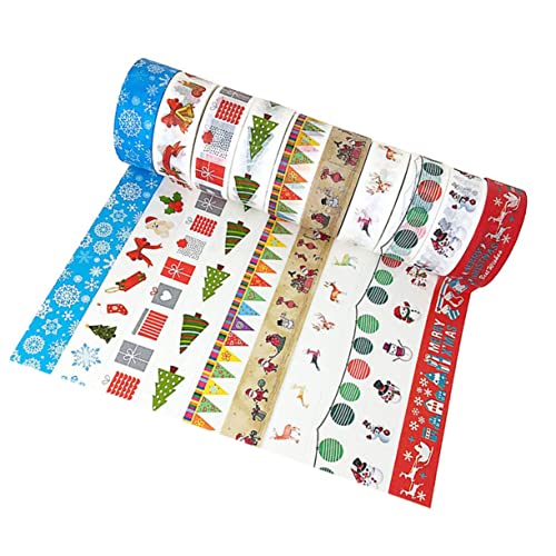 IWOWHERO 10 Rollen Papier Klebeband weihnachtsdeko scheckheft geschenkpakete doppelseitiges Klebeband Weihnachtsquiltstoff dekoratives Washi-Klebeband dekoratives klebeband selber machen von IWOWHERO