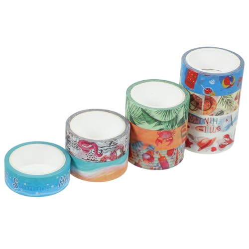 IWOWHERO 10 Rollen Sommer-Washi-Tape Mehrzweck-Washi-Tape Wickelband dekoratives Abdeckband the washi tape multifunktionales klebeband tapet Milchband Scrapbook-Klebeband Japanisches Papier von IWOWHERO