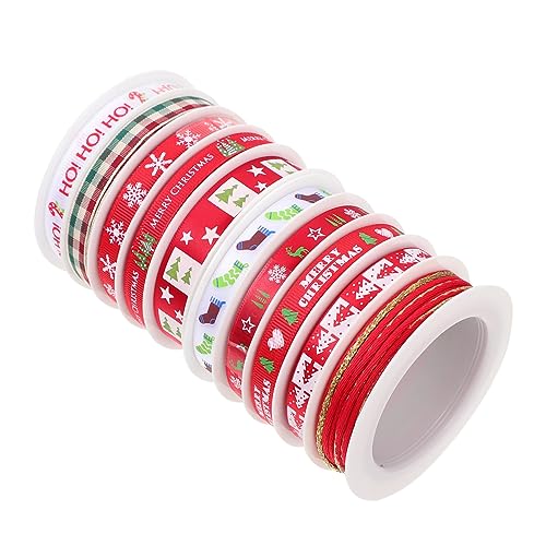 IWOWHERO 10 Rollen Weihnachtsband ribbon bandfeile weihnachtsbaumschleifen pailettenband christbaum band Bänder Samtband die dekoratives Band Geschenkverpackungsstreifen Polyester von IWOWHERO