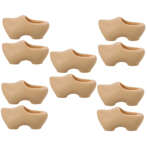 IWOWHERO 10 Stück Mini Holzschuhe Miniatur Klompen Holzschuh Miniatur Minischuhe Miniaturschuhe Leere Holzschuhe Unbemalte Klompen Unfertige Schuhe Mini Schuhspielzeug Beige von IWOWHERO