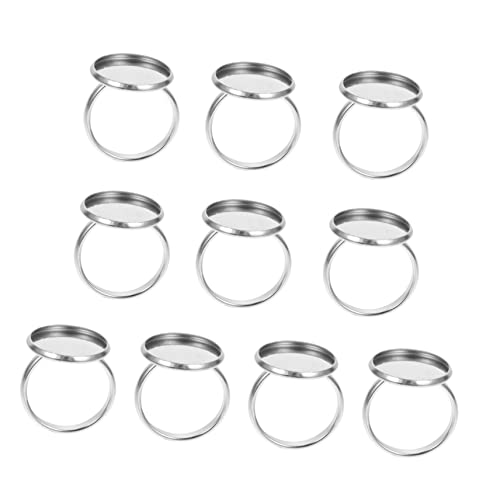 IWOWHERO 10 Stück Ringhalter Ringe Schmucktablett Serviertablett Verstellbare Ringrohlinge Lünette Flacher Rohling DIY Basis Edelstahl Ringbasen Ringrohling Basis Für DIY Ring von IWOWHERO