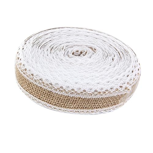 IWOWHERO 10 m Langes Jute Spitzenband Für Bastelarbeiten Hochzeits Und Heimdekoration Naturfarbene Jute Mit Eleganter Spitze Ideal Für Tischläufer Und Kreative Projekte von IWOWHERO