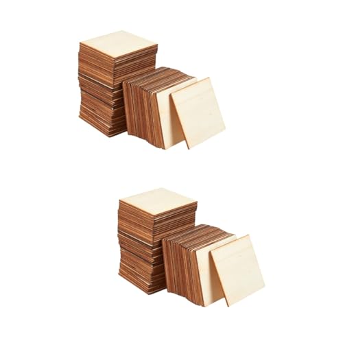 IWOWHERO 100 Stk quadratische Holzspäne DIY-Malerei leere Lesezeichen quadratische Etiketten Fliesen für das Handwerk hochzeitsdekoration squares Holzausschnitt Graffiti-Holzscheiben Khaki von IWOWHERO