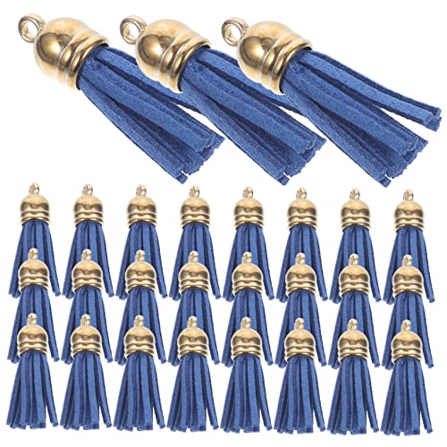 IWOWHERO 100St Farbe Lederquasten Zubehör für Autos bunter Quastenanhänger Quasten für Lesezeichen bag charm handystativ DIY Schlüsselanhänger Quasten hängende Lederquasten Legierung Blue von IWOWHERO