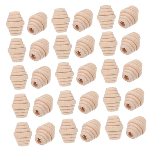 IWOWHERO 100St Holz perlen mit Gewinde diy perlen graceling Fädeln decor threa perlen für ketten presents fußkette ovale Perlen Ohrringperlen Lose Schmuckperle Holzperlen Bastelperlen Beige von IWOWHERO