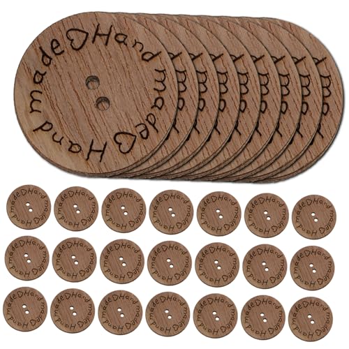 IWOWHERO 100St Holzknopfschild bastelknöpfe hand made Strickknöpfe Handheld-Taste handgemachter Knopf druckknöpfe Holzknöpfe Knopf für DIY-Kleidung handgefertigte Handwerksknöpfe Paulownia von IWOWHERO