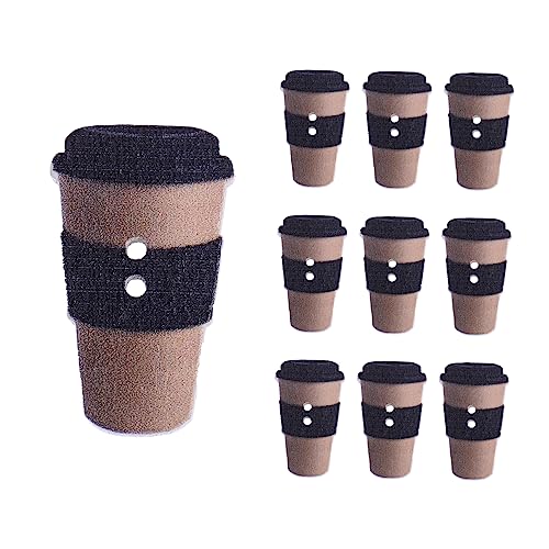 IWOWHERO 100St Milch tee tasse Knöpfe Wurf smarte Tasse handgefertigte Knöpfe Ornament Tassenknöpfe abc wickeltasche säckchen Holzknöpfe zum Nähen knöpfe zum annähen aus holz hölzern Black von IWOWHERO