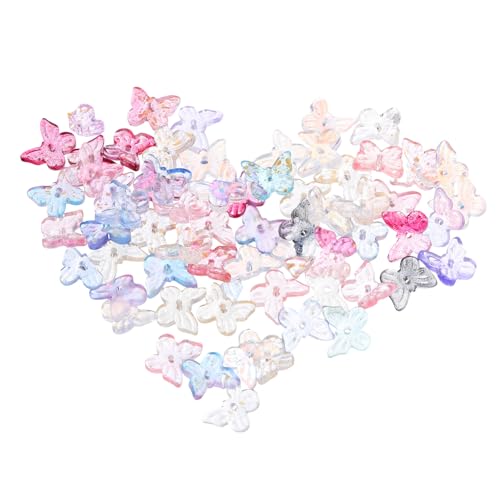 IWOWHERO 100St bastelzeug glasperlen butterflies Schmuckbastelei Schmuckideen Perlen-Anhänger goldene Anhänger Reize Charms zum Selbermachen von Schmuck Material für Glasanhänger Colorful von IWOWHERO