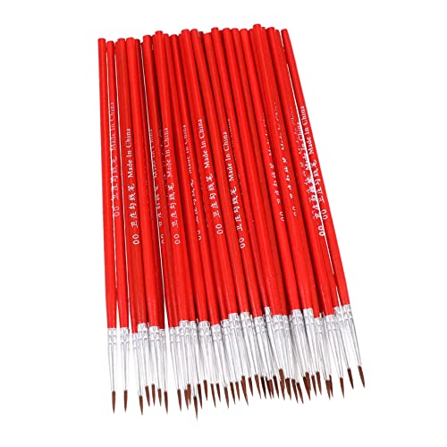 IWOWHERO 100st 00 Hookline-Stift Pinsel Für Ölgemälde Modellpinsel Künstler Malpinsel Nagelsets Haselnussbürste Professioneller Zobelhaarkünstler Nagelkunst-detailpinsel Miniatur Rot Nylon von IWOWHERO