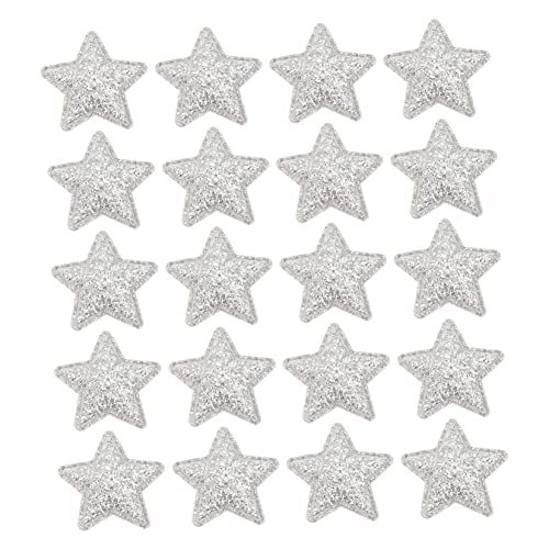 IWOWHERO 100st Pentagramm-patch Sterne Patches Nähen Partylichter Dekorationen Verzierungen Mit Goldenen Sternapplikationen Weihnachtsapplikationen Ornamente Aufkleber Stern Stoff Silver von IWOWHERO