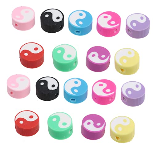 IWOWHERO 100st Polymer-tai-chi-perlen Perlenschmuck-ergebnisse Handgefertigte Schmuckperlen Ohrring Pastellperlen Yin-yang-perlen Yin-yang-schmuckanhänger Armbänder Colorful Polymer-ton von IWOWHERO