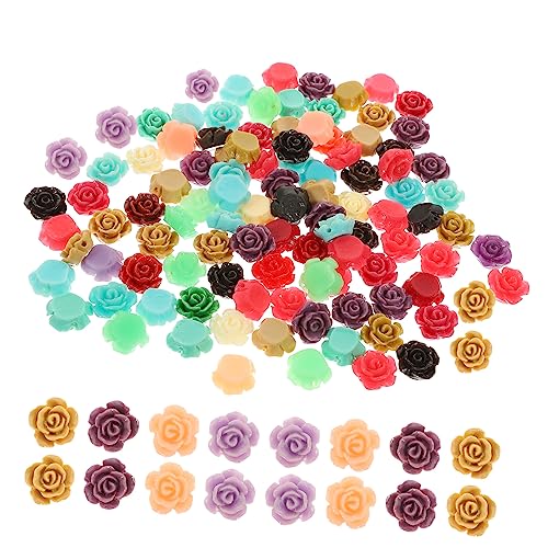 IWOWHERO 100st Rosen Perlen Medaillon Halskette Handgefertigte Perlen Rosenanhänger Strasssteine Charms Halskette Blumenschmuck Kristalle Für Die Schmuckherstellung Verschiedene Perlen Harz von IWOWHERO