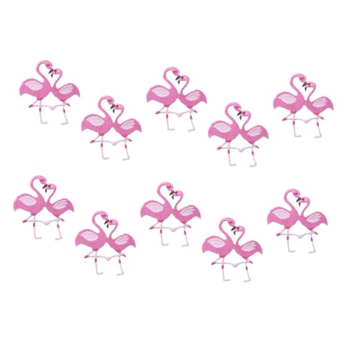 IWOWHERO 10St Flamingo-Patch Jeans-Patches gestickte Applikationen Flicken zum Aufbügeln Flicken nähen fashing costume aufnäher für jacke Kleiderapplikation Patches nähen Stoff Rosa von IWOWHERO