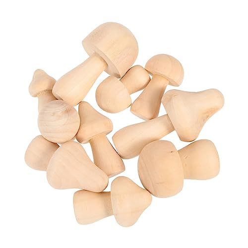 IWOWHERO 10St Holziger weißer Embryo-Pilz Pilzdekor aus Holz einfacher Pilz aus Holz Pilzspielzeug aus Holz Modell mit Holzpilzen Holz unbemalter Pilz Dinge zum Anmalen Miniaturpilz hölzern von IWOWHERO