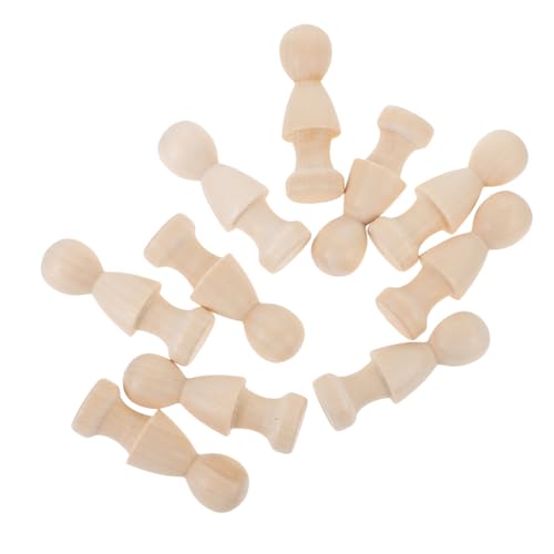 IWOWHERO 10St Puppenornamente unvollendete Peg-Leute unbemalte Peg-Puppen Miniaturfigur Puppenkörper DIY-Malpuppen holzfiguren holzspielzeug Steckpuppe aus Holz Menschen aus Holz hölzern von IWOWHERO