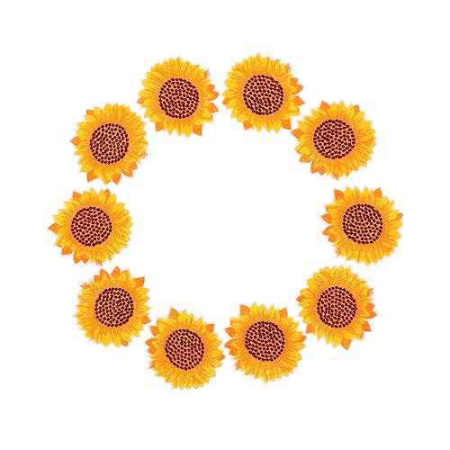 IWOWHERO 10st Banner Stickerei-sonnenblumen-patch Sonnenblumen-stickpatch Abzeichen Annähen Hübscher Stoffaufkleber Aufnäher Mit Blumenstickerei Patch Aufnähen Heißschmelzkleber Yellow von IWOWHERO