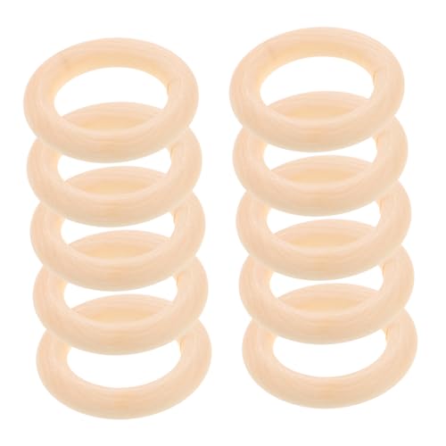 IWOWHERO 10st Bastelring Aus Holz Gestrickte Anhänger Bastelringe Häkelring Diy-bastelarbeiten Makramee Selbstgemachte Ringe Holzkreise Zum Basteln Diy-ring Sackleinen Serviettenringe Khaki von IWOWHERO