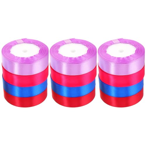 IWOWHERO 12 Rollen 25cm Band Dekorationen Schleife Band zum Verpacken grünes Band Sackleinen seidenband bandalette Farbenfrohes Band DIY-Band basteln Bänder Polyester Colorful von IWOWHERO