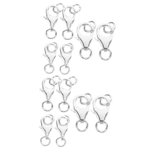 IWOWHERO 12 Stk Silberner Karabinerverschluss Halskette Hummerschere Schmuck Verschluss Verschlüsse Zur Schmuckherstellung Karabiner-schmuckverschlüsse Schließe O Ringset S925 Silber Silver von IWOWHERO