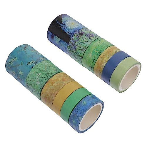 IWOWHERO 12-teiliges Set Klebeband Farbige Aufkleber Retro-dekorationsband Washi-tape-handwerk Buntes Abdeckband Gogh Welt Der Washi Tapes Kinderaufkleber Handkonto Zierband Papier von IWOWHERO