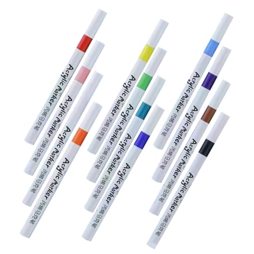 IWOWHERO 12St Acrylmarker acrylic markers colored pencils wachsmalstift porzellanstift color pencils Graffiti-Marker farbige Malmarker farbige Malstifte Markierungsstift Farbstifte Plastik von IWOWHERO