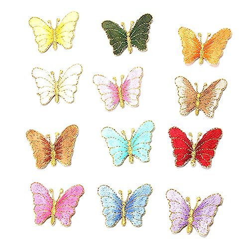 IWOWHERO 12St Gestickter Schmetterlings-Patch Aufnäher mit Schmetterlingen kinder dekor Butterflies patches Clothing patches Stoffreparaturflicken Schmetterlings-Heißschmelzaufkleber Rayon von IWOWHERO