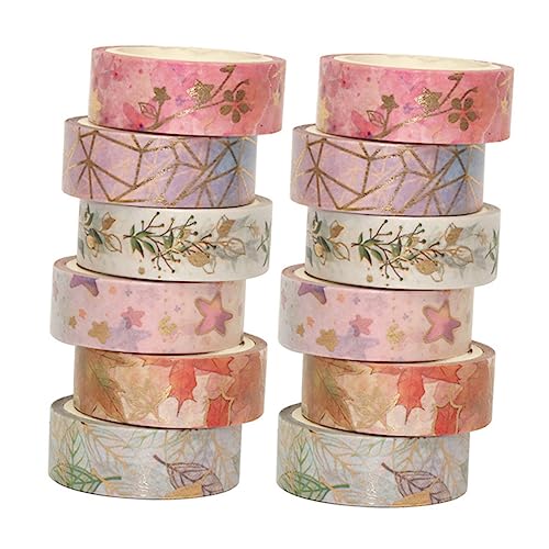 IWOWHERO 12st Bedrucktes Washi Tape Autoaufkleber Mehrzweck-washi-tape Washi-klebeband Altes Washi-tape Washi-tape-aufkleber Washi-tape-dekor Aufkleber Für Geschenkverpackungen Papier von IWOWHERO