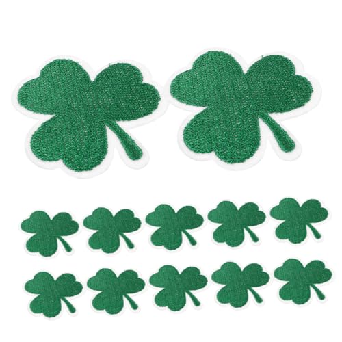 IWOWHERO 12st Blumenbeet Kleeblatt-patches Kleeblatt Hängende Dekoration St. Patricks Day Kleeblatt-dekoration Gestickte Kleeblatt-aufnäher Grüne Kleeblatt-anhänger Flecken Filzstoff Green von IWOWHERO