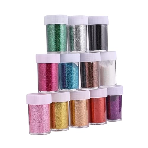 IWOWHERO 12st -glitter-pulver Flasche Glitter-perlen-pulver Nagelpigment Nagel Pailletten Glitzer Pailletten Nagelglitzer Pailletten Für Nagelkunst Nagel-kits Black Glitzerpulver von IWOWHERO