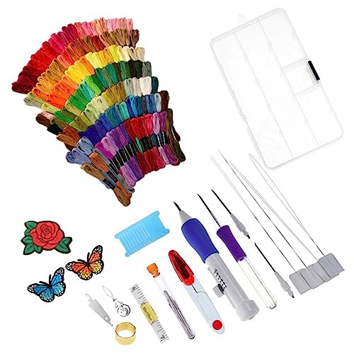 IWOWHERO 136 Teiliges Stickstift Set Mit Stanznadeln Und Bunten Fäden Komplettes Bastelwerkzeug Für Kreative Freundschaftsbänder Und Häkelprojekte Inklusive Perlgarn Und von IWOWHERO