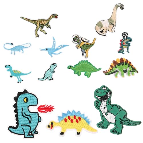 IWOWHERO 13st Stoffaufkleber Dinosaurier-flicken Zum Aufbügeln Kleidung Exquisite Applizierte Patches Stickereiflecken Patches Reparieren Cartoon-dinosaurier-patches Polyesterfaden von IWOWHERO