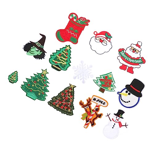 IWOWHERO 13st Weihnachts-stickerei-patch Flicken Für Kleidung Hut-patch Flecken Weihnachtspatches Aufdecken Funkeln Flicken Nähen Nähapplikationen Für Weihnachten Weihnachtsabzeichen Vlies von IWOWHERO