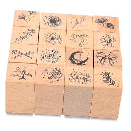 IWOWHERO 16 Teiliges Holzstempel Set Für Und Pflanzensammlung Retro Stempelset 16 Teiliges Stempelset Boho Stempel Decoupage Papier Individuelle Stempel Journaling Aufkleber von IWOWHERO