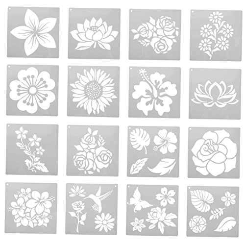 IWOWHERO 16St Blumenzeichnungsvorlage Blattschablone Schablonen für die Kartenherstellung Stencil für Blumenmalerei Stencil für Holzmalerei Schmetterlingsschablone Kunst Schablonen von IWOWHERO