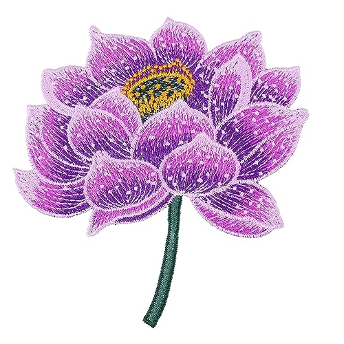 IWOWHERO 1Stk Patch lila Aufkleber Blumenbeet für Stoff Applikationen Polizisten-Kostümzubehör lochabdeckung lotus design ethnische Applikation Lotus Stoffaufkleber Polyesterfaden Violett von IWOWHERO